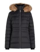 Tyra Down Jacket With Fur Fôret Jakke Black Tommy Hilfiger