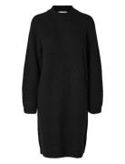 Slflulu Ls High Neck Knit Dress Knelang Kjole Black Selected Femme