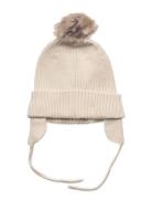 Cap Knitted W Pom Pom Accessories Headwear Hats Beanie Cream Lindex