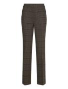 Checked Twill Straight-Leg Pant Bottoms Trousers Suitpants Brown Laure...