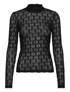 Mstamia Lace Top Tops T-shirts & Tops Long-sleeved Black Minus