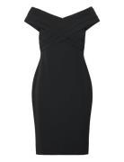 Crepe Off-The-Shoulder Cocktail Dress Kort Kjole Black Lauren Ralph La...