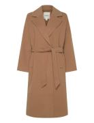 Slrubie Belted Coat Ullfrakk Frakk Beige Soaked In Luxury