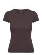 Soft Touch Top Tops T-shirts & Tops Short-sleeved Brown Gina Tricot