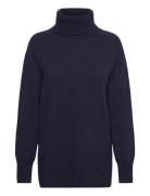 Herringb Detail Rollneck Tops Knitwear Turtleneck Navy GANT