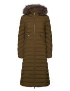 Fuji Faux Fur Hooded Longline Fôret Kåpe Khaki Green Superdry