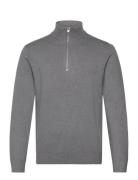 Ecovero Half Zip Knit Tops Knitwear Half Zip Jumpers Grey Lindbergh