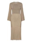 Lexi Contrast Knitted Midi Dress Knelang Kjole Beige Malina