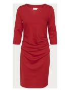 Kaindia V-Neck 3/4 Sl Dress Kort Kjole Red Kaffe