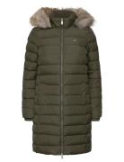 Tjw Essential Hooded Down Coat Fôret Kåpe Khaki Green Tommy Jeans