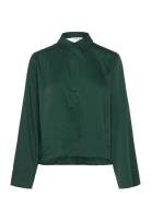 Slfjean Ls Cropped Shirt B Tops Shirts Long-sleeved Green Selected Fem...