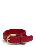 Charm Crosshatch Leather Belt Belte Red Lauren Ralph Lauren