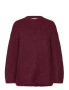 Slfgabella Ls Knit O-Neck Camp Tops Knitwear Jumpers Burgundy Selected...