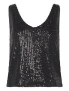 Onlana S/L V-Neck Sequins Top Jrs Tops Blouses Sleeveless Black ONLY