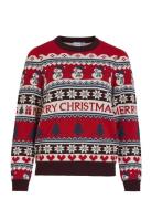 Visnowman L/S Christmas Knit/Ka Tops Knitwear Jumpers Red Vila