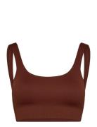 Ribbed Seamless Bra Lingerie Bras & Tops Sports Bras - All Brown Aim´n