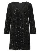 Vifaith V-Neck L/S Sequin Dress/Vol Kort Kjole Black Vila