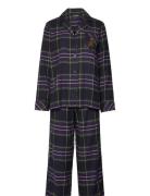 Lrl L/S Notch Collar Long Pant Pj Set Pyjamas Black Lauren Ralph Laure...