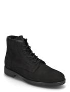 Bialars Lace Up Boot Waxed Leather Støvletter Med Snøring Black Bianco