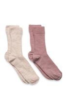 Sock 2P Wool Ribb Socks & Tights Socks Pink Lindex