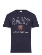 Graphic T-Shirt Tops T-shirts Short-sleeved Navy GANT