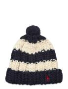 100% Wool-Chunky Stripe Beanie Accessories Headwear Beanies Navy Polo ...