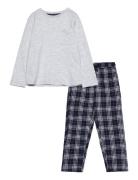 Checked Cotton Pyjamas Pyjamas Sett Grey Mango