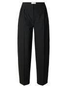 Slfeloise Hw Barrel Pant Bottoms Trousers Suitpants Black Selected Fem...