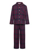 Two-Pieces Check Long Pyjamas Pyjamas Sett Navy Mango