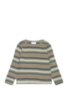 T-Shirt Ls Y/D Rib Tops T-shirts Long-sleeved T-shirts Green Minymo