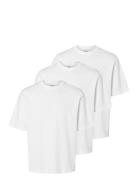 Slhlooseoscar Ss O-Neck Tee 3 Pack Tops T-shirts Short-sleeved White S...