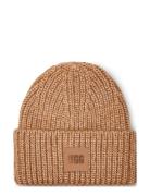 W Chunky Rib Beanie Accessories Headwear Beanies Brown UGG