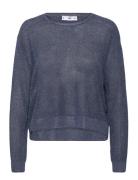 Crewneck Lurex Sweater Tops Knitwear Jumpers Navy Mango