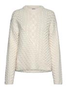 Cable Knit Sweater Tops Knitwear Jumpers White Weekday