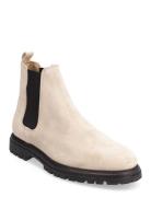 Biagil Chelsea Boot Suede Støvletter Chelsea Boot Beige Bianco