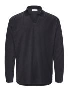 V-Neck Jacquard Polo L/S Tops Polos Long-sleeved Navy Lindbergh