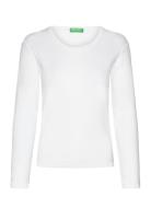 Sweater L/S Tops Knitwear Jumpers White United Colors Of Benetton