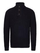 Chunky Knit Henley Tops Knitwear Half Zip Jumpers Navy Superdry