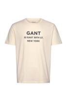 Small Graphic Printed T-Shirt Tops T-shirts Short-sleeved Cream GANT