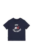 Boys Graphic Tee Ss Tops T-shirts Short-sleeved Navy Tommy Hilfiger