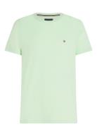 Stretch Slim Fit Tee Tops T-shirts Short-sleeved Green Tommy Hilfiger