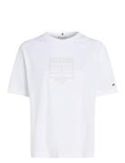 Mdrn Outline Flag C-Nk Tee Tops T-shirts & Tops Short-sleeved White To...