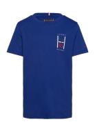 Th Graphic Reg Tee Ss Tops T-shirts Short-sleeved Navy Tommy Hilfiger