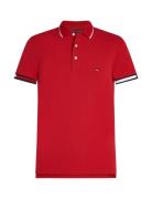 Flag Cuff Slim Fit Polo Tops Polos Short-sleeved Red Tommy Hilfiger