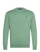 Slim Fit Textured Cotton Sweater Tops Knitwear Round Necks Green Polo ...