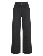 Loose Tie Waist Twill Trousers Bottoms Jeans Wide Black Monki