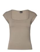 Soft Touch Tight Top Tops T-shirts & Tops Sleeveless Brown Gina Tricot