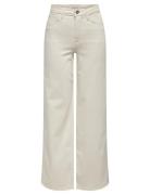 Onlmadison Blush Hw Wide Dnm Cro Noos Bottoms Jeans Wide Cream ONLY