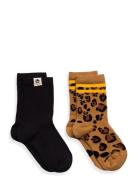 Basic Leopard 2-Pack Socks Socks & Tights Socks Black Mini Rodini