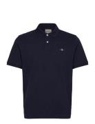 Textured Polo Tops Polos Short-sleeved Navy GANT